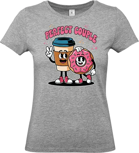 Perfect Couple - cartoon, coffee, donut, friendship, humor, food, fun, characters, cute, companionship - Standard T-Shirt (Frauen)