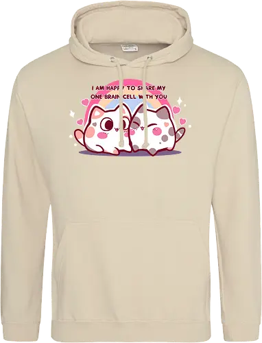 Happy to share my brain cell - couples, matching couple, kawaii, niedliche Calico, Calico-Katze, eine Gehirnzelle, Gehirnzelle, romantische Katze, Katzenpaar, passend, Paare, passendes Paar, kawaii, pastell, cute calico, calico cat, one brain cell, brain cell, romantic cat, cat couple, matching, pastel, singular brain cell, head empty cat, friendship, rainbow cats - Standard Hoodie