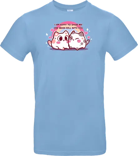 Happy to share my brain cell - couples, matching couple, kawaii, niedliche Calico, Calico-Katze, eine Gehirnzelle, Gehirnzelle, romantische Katze, Katzenpaar, passend, Paare, passendes Paar, kawaii, pastell, cute calico, calico cat, one brain cell, brain cell, romantic cat, cat couple, matching, pastel, singular brain cell, head empty cat, friendship, rainbow cats - Standard T-Shirt