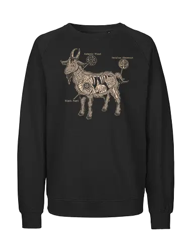 Anatomical Black Goat - Satan, Baphomet, Comics, Devil, Goat, Green Devil artwork - Fairtrade Sweatshirt