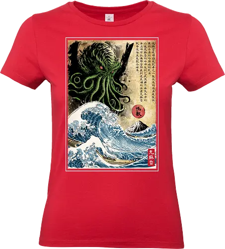 Great Cthulhu in Japan woodblock - novels, octopus, japanese art, cthulhu, lovecraft - Standard T-Shirt (Frauen)