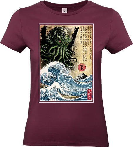 Great Cthulhu in Japan woodblock - novels, octopus, japanese art, cthulhu, lovecraft - Standard T-Shirt (Frauen)