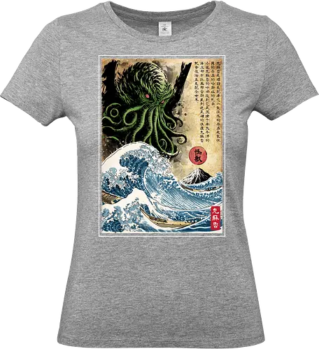 Great Cthulhu in Japan woodblock - novels, octopus, japanese art, cthulhu, lovecraft - Standard T-Shirt (Frauen)
