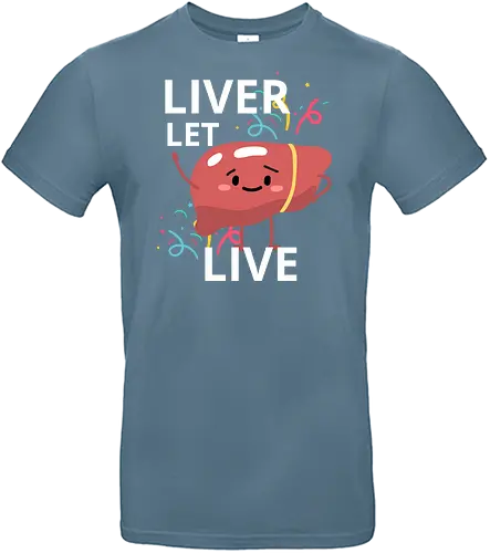 Liver let live - anatomy, celebration, liver, cartoon, cute, confetti, colorful, text, humor, organ - Standard T-Shirt