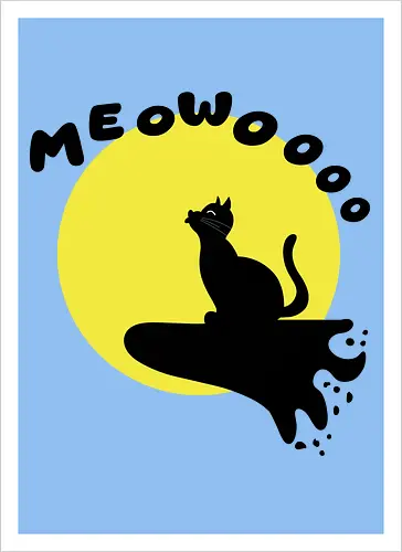 Cat Howling at the Moon (Katze heult den Mond an)