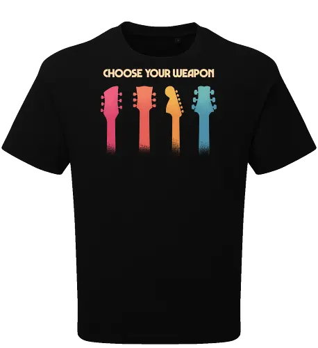 Choose your Weapon - Guitar Music Edition  - guitar, band, electric guitar, guitar lover, guitar player, guitarist, metal, music, music enthusiast, musician, retro, rock, rock and roll, vintage, rock band - Oversize T-Shirt