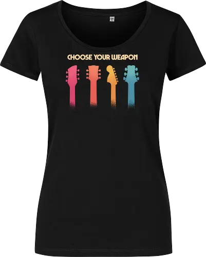 Choose your Weapon - Guitar Music Edition  - guitar, band, electric guitar, guitar lover, guitar player, guitarist, metal, music, music enthusiast, musician, retro, rock, rock and roll, vintage, rock band - Damen T-Shirt