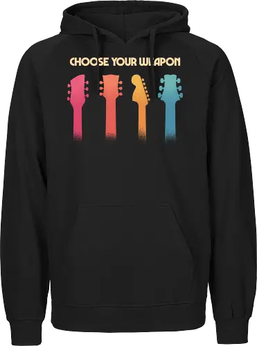 Choose your Weapon - Guitar Music Edition  - guitar, band, electric guitar, guitar lover, guitar player, guitarist, metal, music, music enthusiast, musician, retro, rock, rock and roll, vintage, rock band - Fairtrade Hoodie