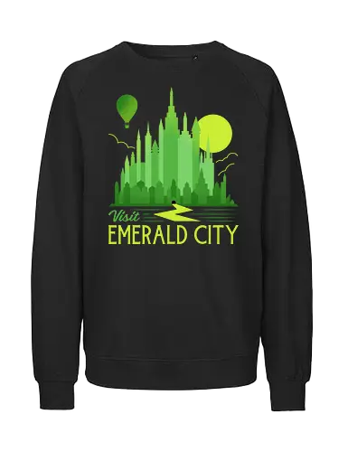 Visit Emerald City - emerald city, dorothy, dorothy gale, fantasy, kansas, magic, scary, spooky, story, travel, wicked, wicked witch, witch, wizard, wizard of oz - Fairtrade Sweatshirt