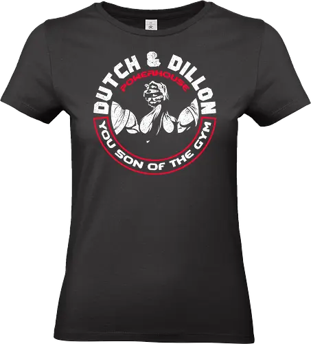 Dutch & Dillon Powerhouse - 80s movies, bodybuilding, exercise, fitness, gym, hunter, jungle, nostalgia, powerlifting, retro, sci fi, vintage, weightlifting, workout, 80s - Standard T-Shirt (Frauen)