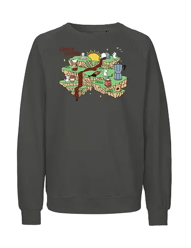 Coffee Island - coffee tools, coffee time, coffee, morning coffee, coffee addict, coffee lover, arabica, robusta, cat, kawaii - Fairtrade Sweatshirt