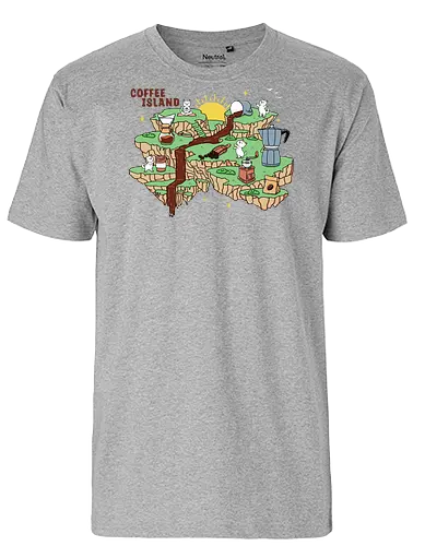 Coffee Island - coffee tools, coffee time, coffee, morning coffee, coffee addict, coffee lover, arabica, robusta, cat, kawaii - Fairtrade T-Shirt