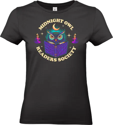 Midnight Owl Readers Society - books, bibliophile, bird, book lover, book nerd, bookish, bookworm, library, literature, night owl, owl, owl artwork, reader, reading, secret society - Standard T-Shirt (Frauen)