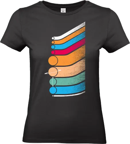 Retro Solar System - earth, mars, universe, colorful, solar system, planets, moon, planet, stars, saturn - Standard T-Shirt (Frauen)