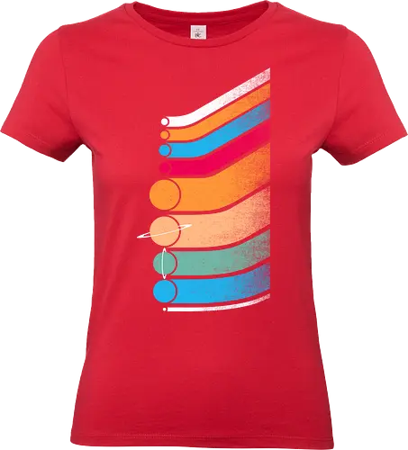 Retro Solar System - earth, mars, universe, colorful, solar system, planets, moon, planet, stars, saturn - Standard T-Shirt (Frauen)