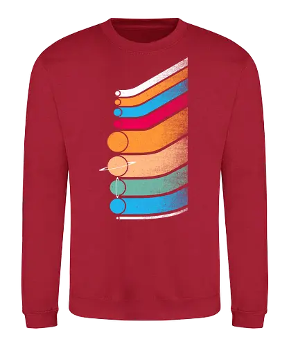 Retro Solar System - earth, mars, universe, colorful, solar system, planets, moon, planet, stars, saturn - Sweatshirt