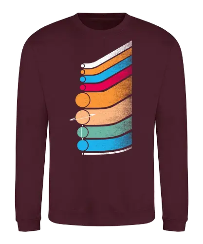 Retro Solar System - earth, mars, universe, colorful, solar system, planets, moon, planet, stars, saturn - Sweatshirt