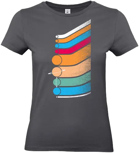 Retro Solar System - earth, mars, universe, colorful, solar system, planets, moon, planet, stars, saturn - Standard T-Shirt (Frauen)