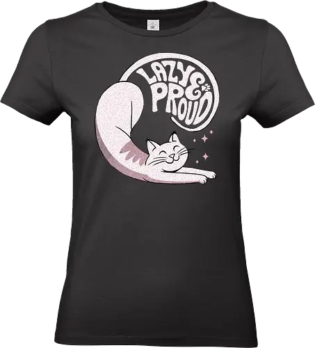 Lazy y Proud Cats - relaxed cat, cat pride, stretching cat, adorable cat art, funny cat design, chibi style cat, cute lazy cat, lazy pet art, lazy cat, kawaii cat, cute cat stretching, chibi cat, sleepy cat - Standard T-Shirt (Frauen)