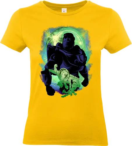 friendship never end - woody, buzz, lightyear, abstract, silhouette, sherif, astronaut, cartoon, bestfriend, valentine, love, care, family, 80s, cool, galaxy, negative space, glow, dramatic, movie, kids, children, childhood, 90s, friendship - Standard T-Shirt (Frauen)