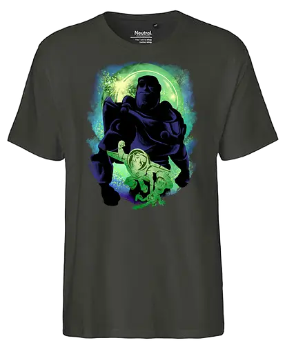 friendship never end - woody, buzz, lightyear, abstract, silhouette, sherif, astronaut, cartoon, bestfriend, valentine, love, care, family, 80s, cool, galaxy, negative space, glow, dramatic, movie, kids, children, childhood, 90s, friendship - Fairtrade T-Shirt