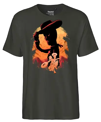 sweet memories - astronaut, cartoon, 80s, cool, galaxy, negative space, glow, dramatic, movie, kids, children, childhood, 90s, friendship, bestfriend, valentine, love, care, family, silhouette, sherif, woody, buzz, lightyear, abstract - Fairtrade T-Shirt