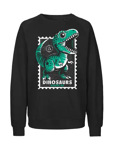 Dino Stamp - dino, dinosaur, geek, pop, tt rex, t-rexx, funn - Fairtrade Sweatshirt