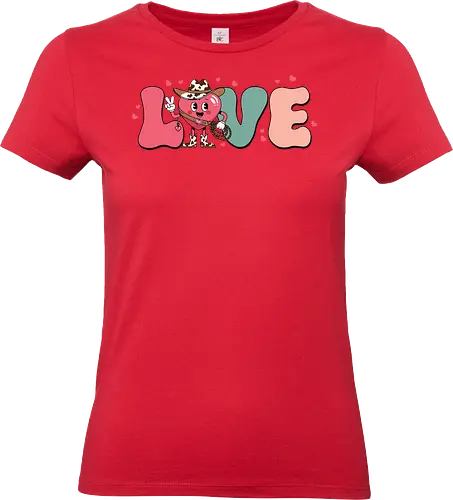 LOVE - cartoon, heart, cowboy, love, whimsical, character, text, design, playful - Standard T-Shirt (Frauen)