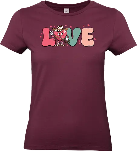 LOVE - cartoon, heart, cowboy, love, whimsical, character, text, design, playful - Standard T-Shirt (Frauen)