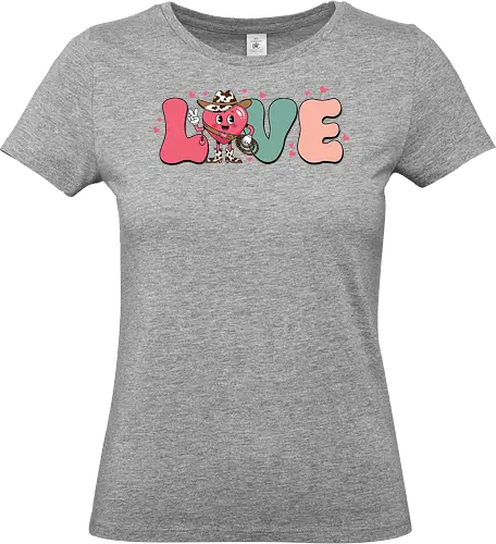 LOVE - cartoon, heart, cowboy, love, whimsical, character, text, design, playful - Standard T-Shirt (Frauen)