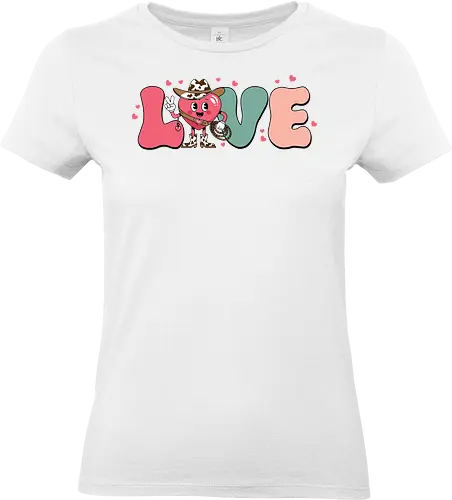 LOVE - cartoon, heart, cowboy, love, whimsical, character, text, design, playful - Standard T-Shirt (Frauen)
