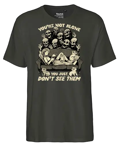 Ghosts and Cats Everywhere - Ghosts, cat, pet, Cats, cute, fun, funny, cosmic horror, horror, ghost, stories, dead, spirits, zombies, book, bookworm, books, relax, scary, creepy, scared, evil - Fairtrade T-Shirt