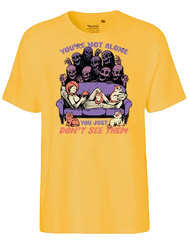 Ghosts and Cats Everywhere - Colored - Ghosts, cat, pet, Cats, cute, fun, funny, cosmic horror, horror, ghost, stories, dead, spirits, zombies, book, bookworm, books, relax, scary, creepy, scared, evil - Fairtrade T-Shirt