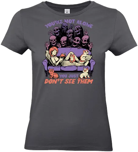 Ghosts and Cats Everywhere - Colored - Ghosts, cat, pet, Cats, cute, fun, funny, cosmic horror, horror, ghost, stories, dead, spirits, zombies, book, bookworm, books, relax, scary, creepy, scared, evil - Standard T-Shirt (Frauen)