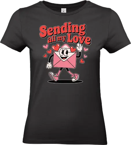 Sending all my Love - envelope, love, hearts, character, animation, message, greeting, cheerful, text, walking - Standard T-Shirt (Frauen)