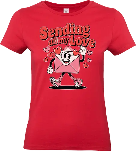 Sending all my Love - envelope, love, hearts, character, animation, message, greeting, cheerful, text, walking - Standard T-Shirt (Frauen)