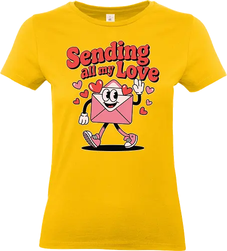 Sending all my Love - envelope, love, hearts, character, animation, message, greeting, cheerful, text, walking - Standard T-Shirt (Frauen)