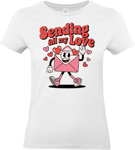 Sending all my Love - envelope, love, hearts, character, animation, message, greeting, cheerful, text, walking - Standard T-Shirt (Frauen)