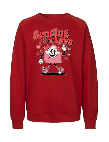 Sending all my Love - envelope, love, hearts, character, animation, message, greeting, cheerful, text, walking - Fairtrade Sweatshirt