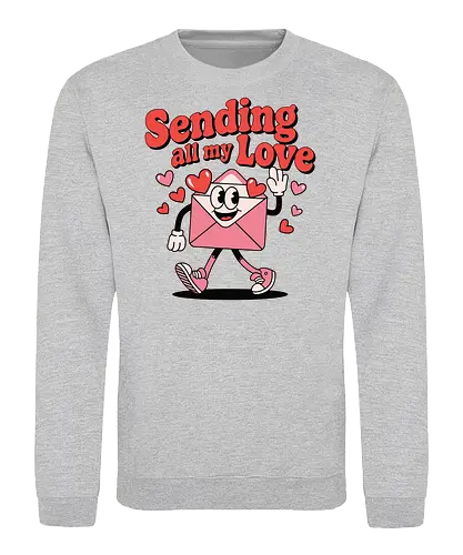 Sending all my Love - envelope, love, hearts, character, animation, message, greeting, cheerful, text, walking - Sweatshirt