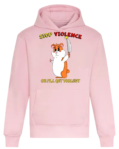 Stop Violence Hamster (Stoppt Gewalt Hamster) - Hamster, süß, lustig, kawaii, Cartoon, niedlich, schwarzer Humor, Sarkasmus, Meme, witzig, Satire, Statement, Messer, frech, rebellisch, kleine Tiere, Überraschung, wild, Anti-Gewalt, Textdesign, niedliches Chaos, i choose violence, sarcasm, sarcastic, dark humor - Heavyweight Hoodie