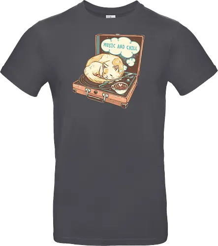 Music and Chill Cat - Music, cat, cats, relax, chill, cute, coffee, classic, retro - Standard T-Shirt