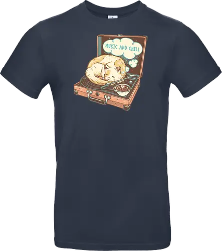 Music and Chill Cat - Music, cat, cats, relax, chill, cute, coffee, classic, retro - Standard T-Shirt