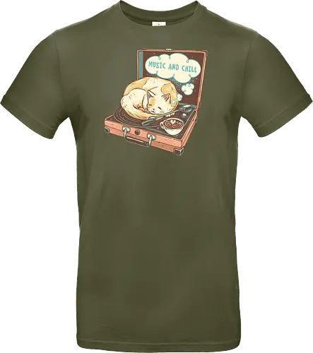 Music and Chill Cat - Music, cat, cats, relax, chill, cute, coffee, classic, retro - Standard T-Shirt
