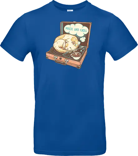 Music and Chill Cat - Music, cat, cats, relax, chill, cute, coffee, classic, retro - Standard T-Shirt
