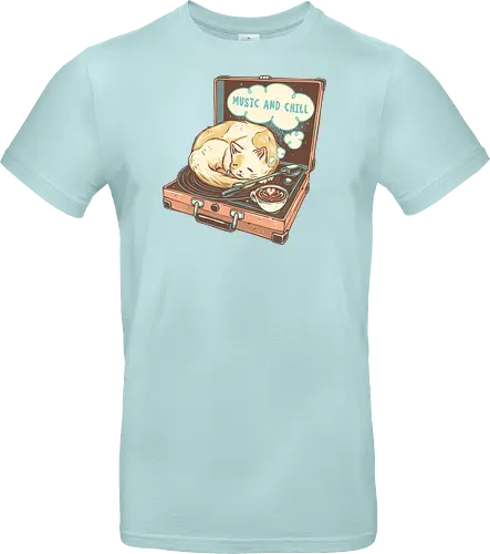 Music and Chill Cat - Music, cat, cats, relax, chill, cute, coffee, classic, retro - Standard T-Shirt