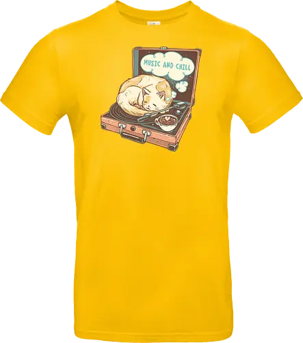 Music and Chill Cat - Music, cat, cats, relax, chill, cute, coffee, classic, retro - Standard T-Shirt