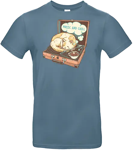 Music and Chill Cat - Music, cat, cats, relax, chill, cute, coffee, classic, retro - Standard T-Shirt