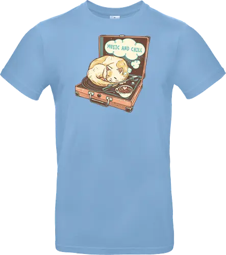 Music and Chill Cat - Music, cat, cats, relax, chill, cute, coffee, classic, retro - Standard T-Shirt