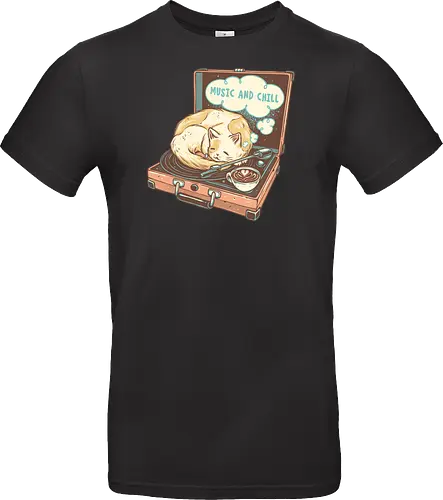 Music and Chill Cat - Music, cat, cats, relax, chill, cute, coffee, classic, retro - Standard T-Shirt